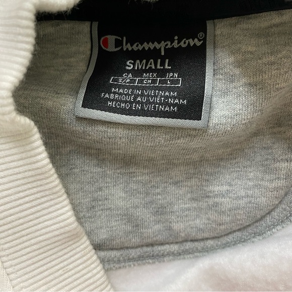 Champion white crewneck heavy sweatshirt inspo spell-out womens size small - Picture 7 of 7